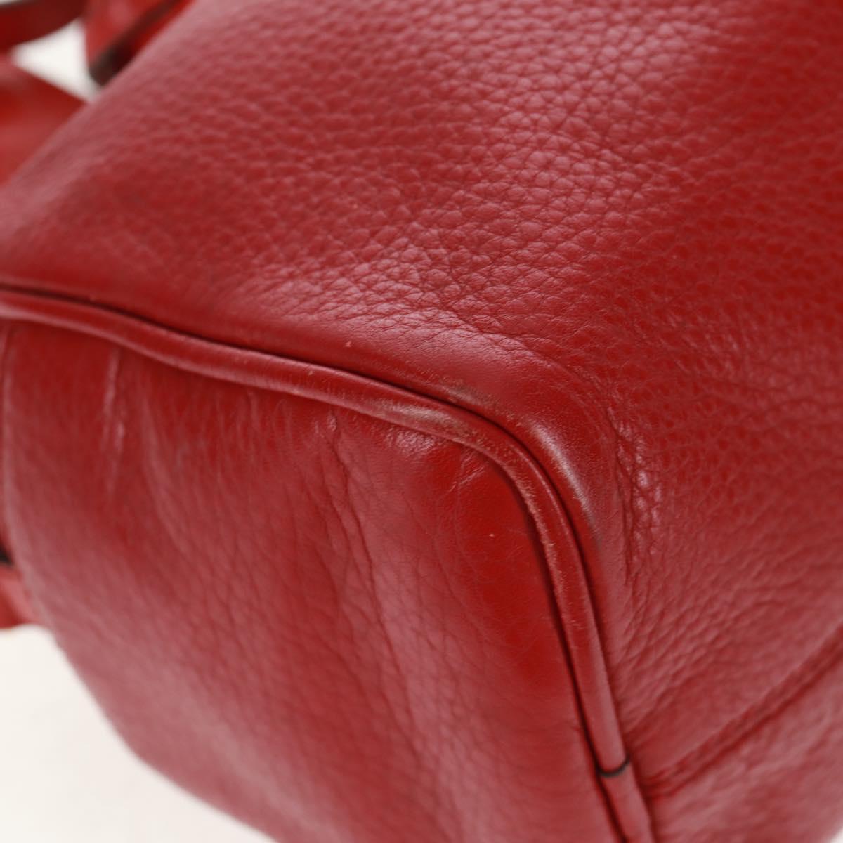 LOEWE Hand Bag Leather 2way Red Gold Auth 160175