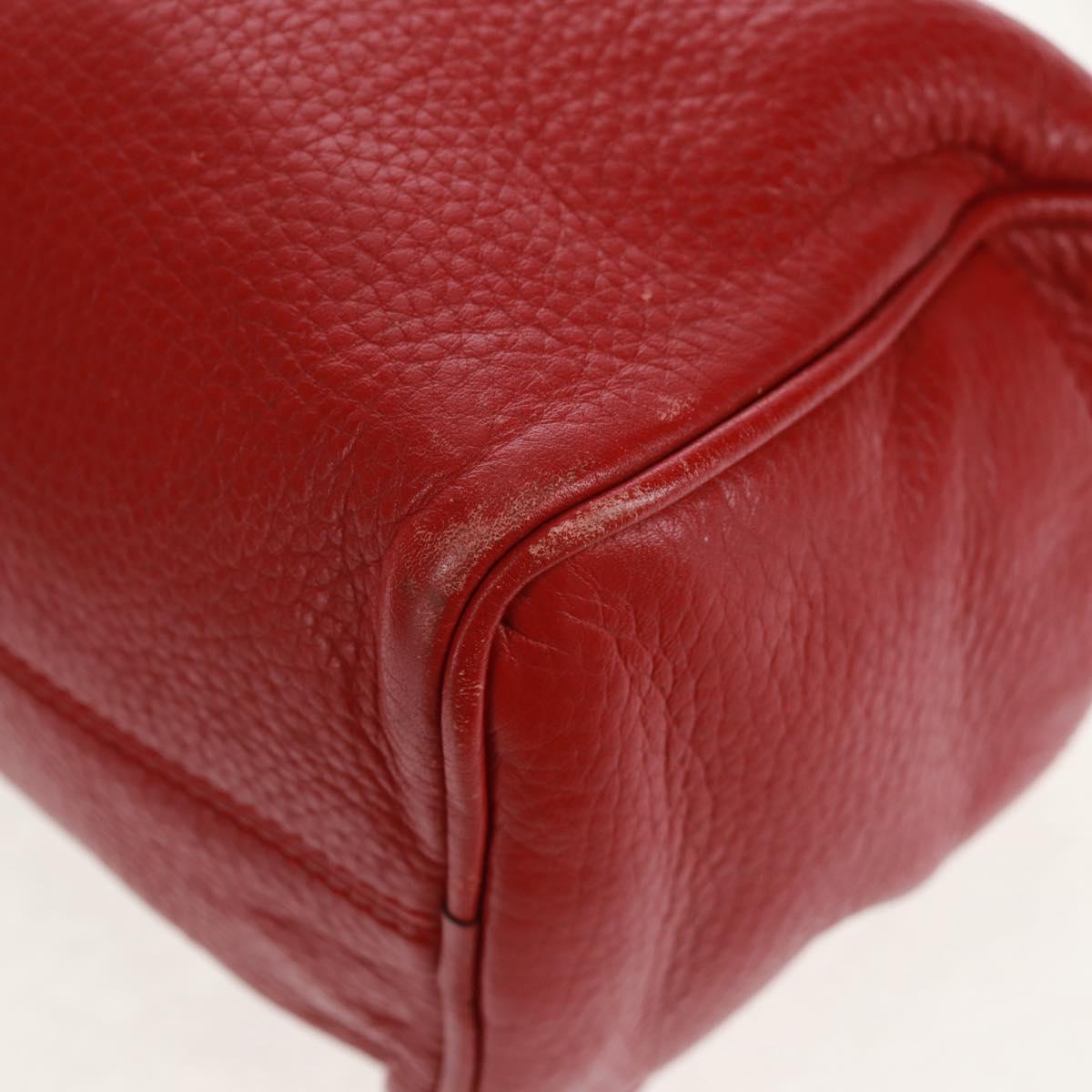 LOEWE Hand Bag Leather 2way Red Gold Auth 160175