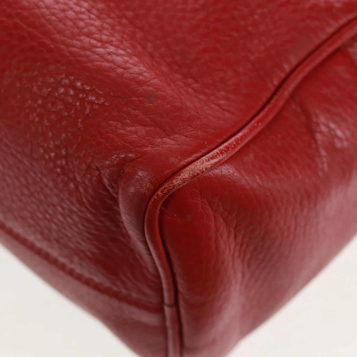LOEWE Hand Bag Leather 2way Red Gold Auth 160175