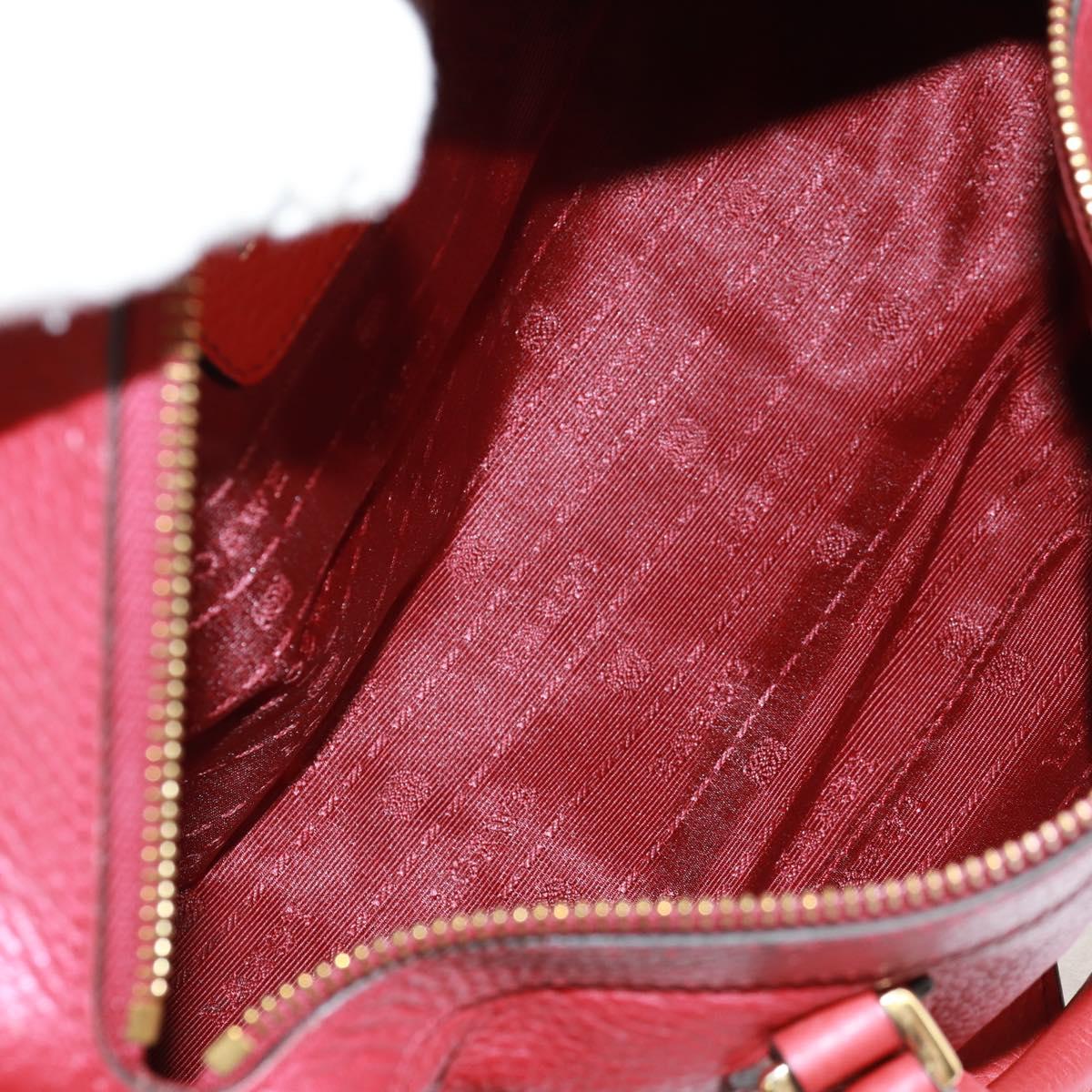LOEWE Hand Bag Leather 2way Red Gold Auth 160175