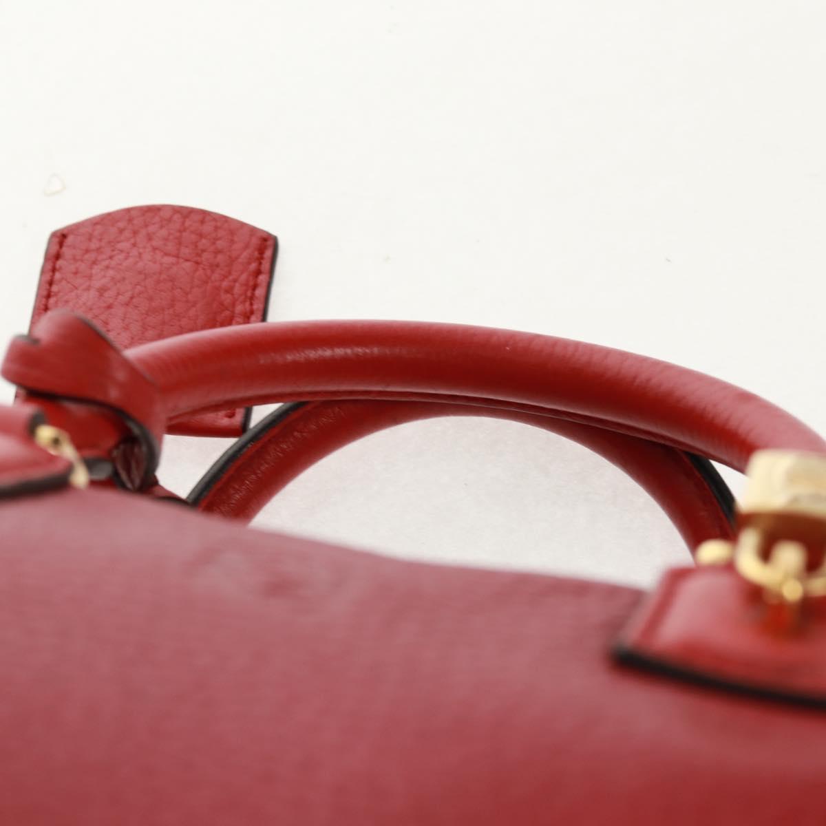 LOEWE Hand Bag Leather 2way Red Gold Auth 160175