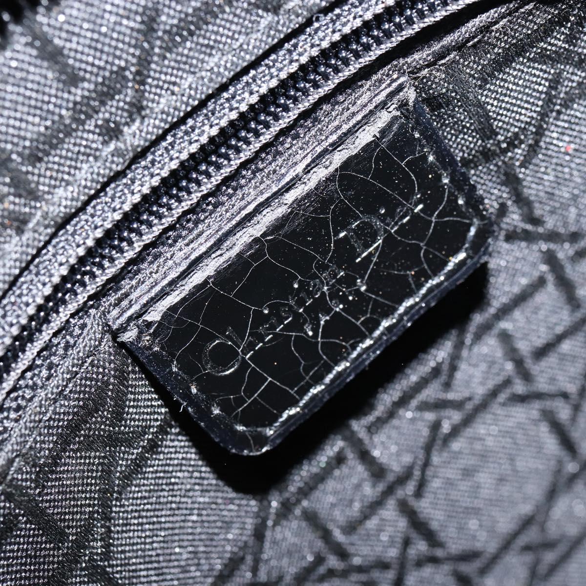 Christian Dior Lady Dior Hand Bag Denim Black Silver Auth 160181