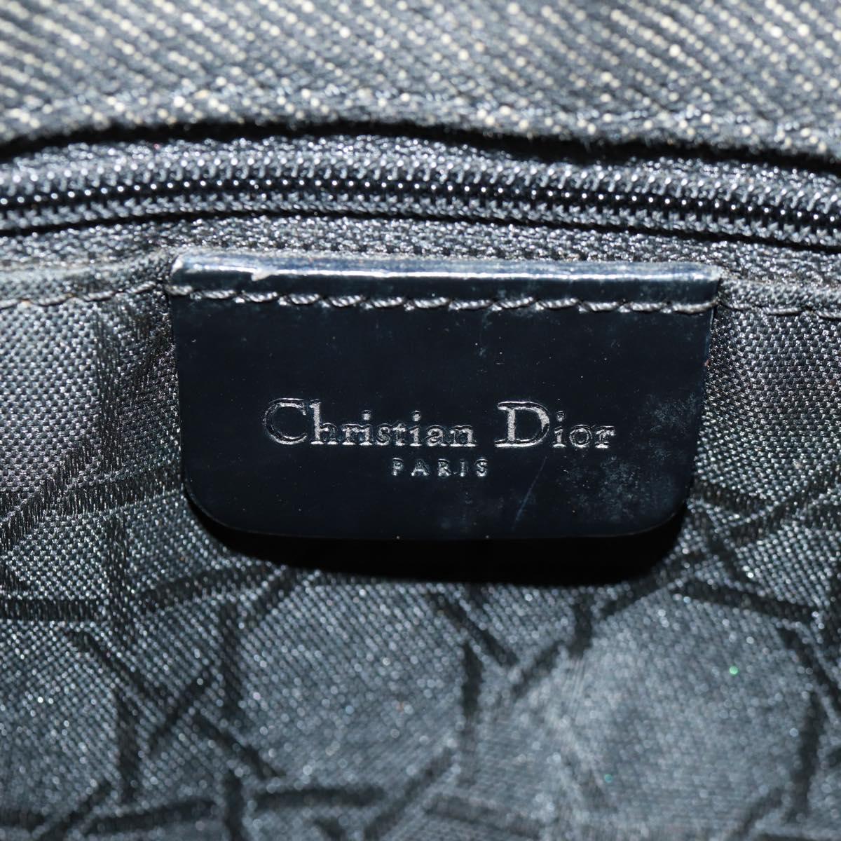 Christian Dior Lady Dior Canage Hand Bag Denim Black Silver Auth 160182