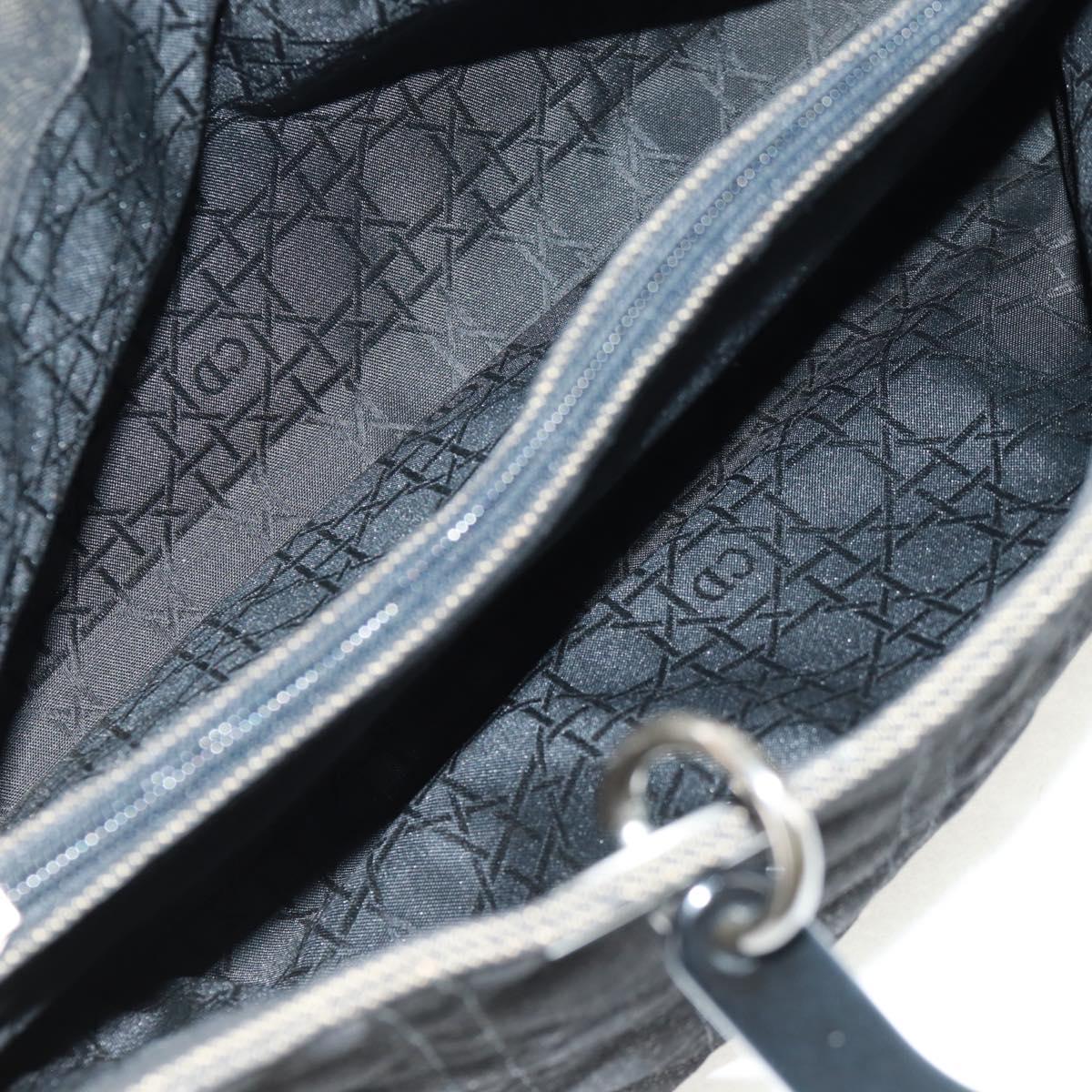 Christian Dior Lady Dior Canage Hand Bag Denim Black Silver Auth 160182