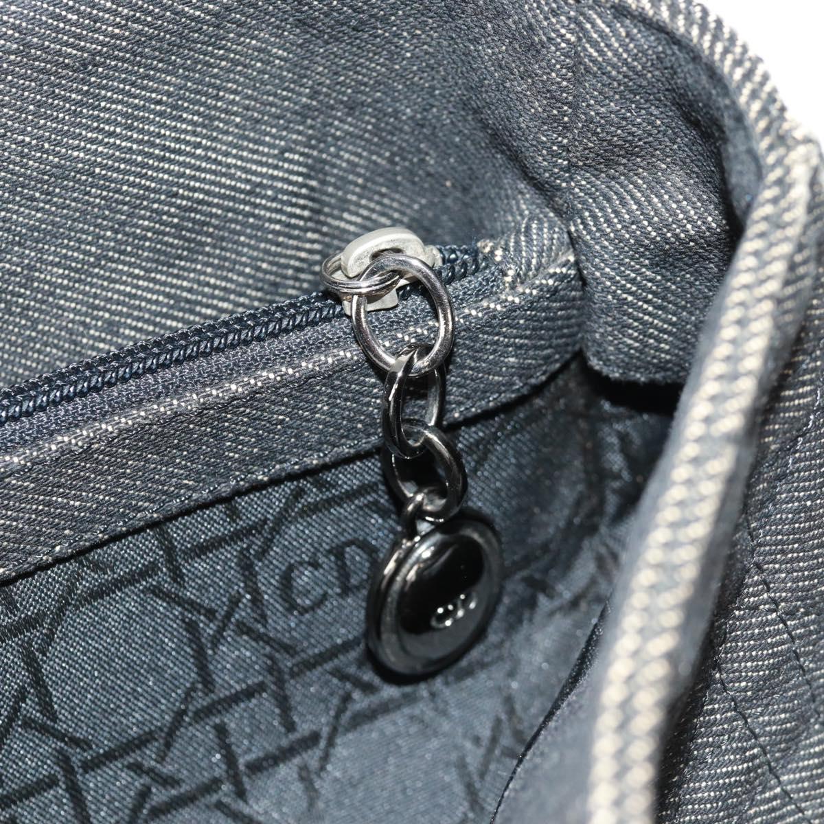Christian Dior Lady Dior Canage Hand Bag Denim Black Silver Auth 160182