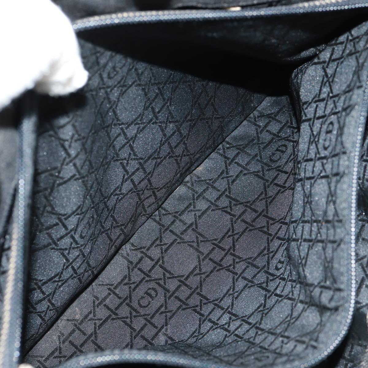 Christian Dior Lady Dior Canage Hand Bag Denim Black Silver Auth 160182