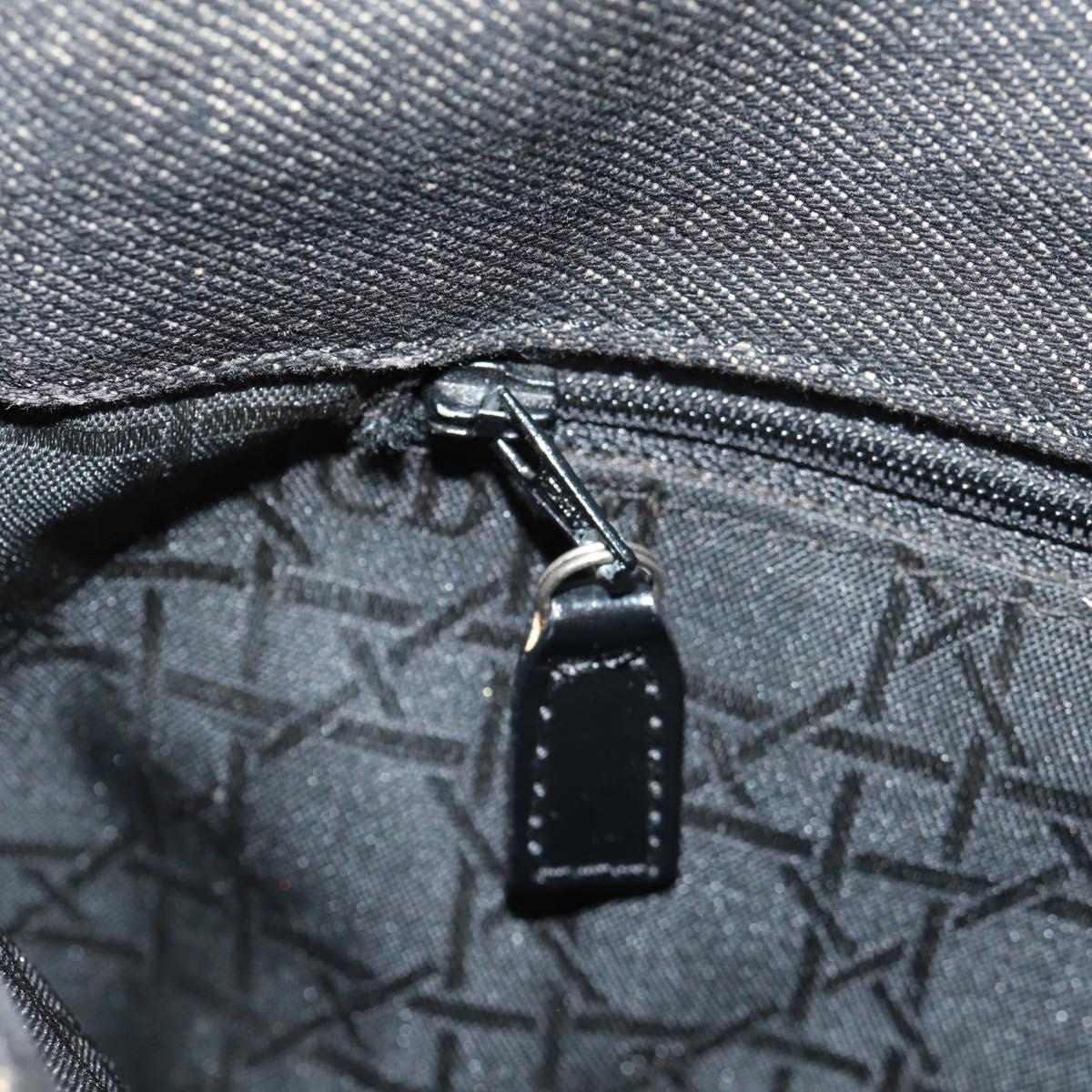 Christian Dior Lady Dior Canage Hand Bag Denim Black Silver Auth 160182