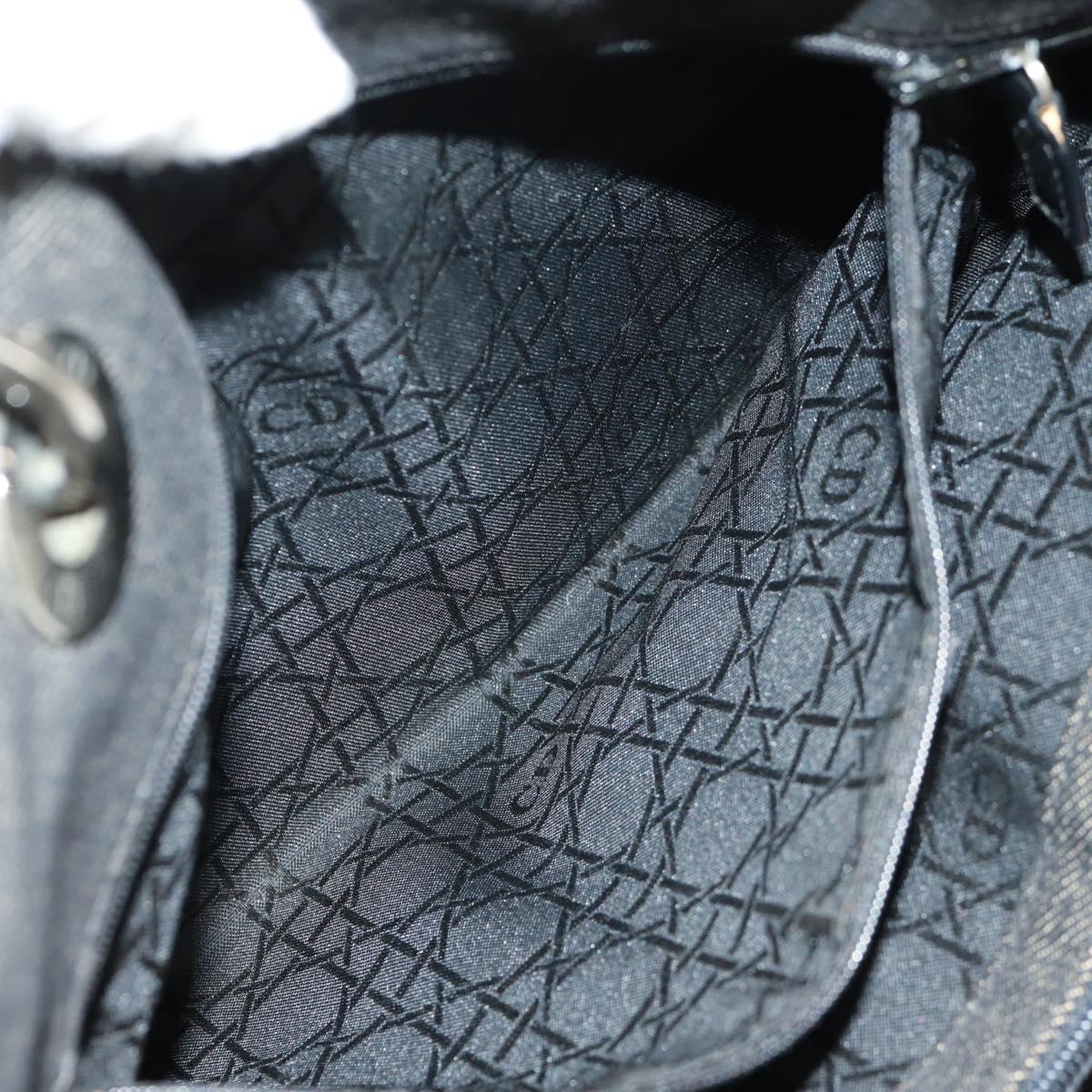 Christian Dior Lady Dior Canage Hand Bag Denim Black Silver Auth 160182