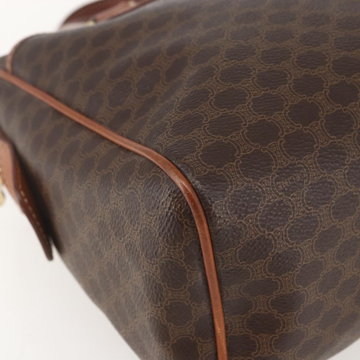 CELINE Macadam Canvas Hand Bag PVC Leather Brown Gold Auth 160202