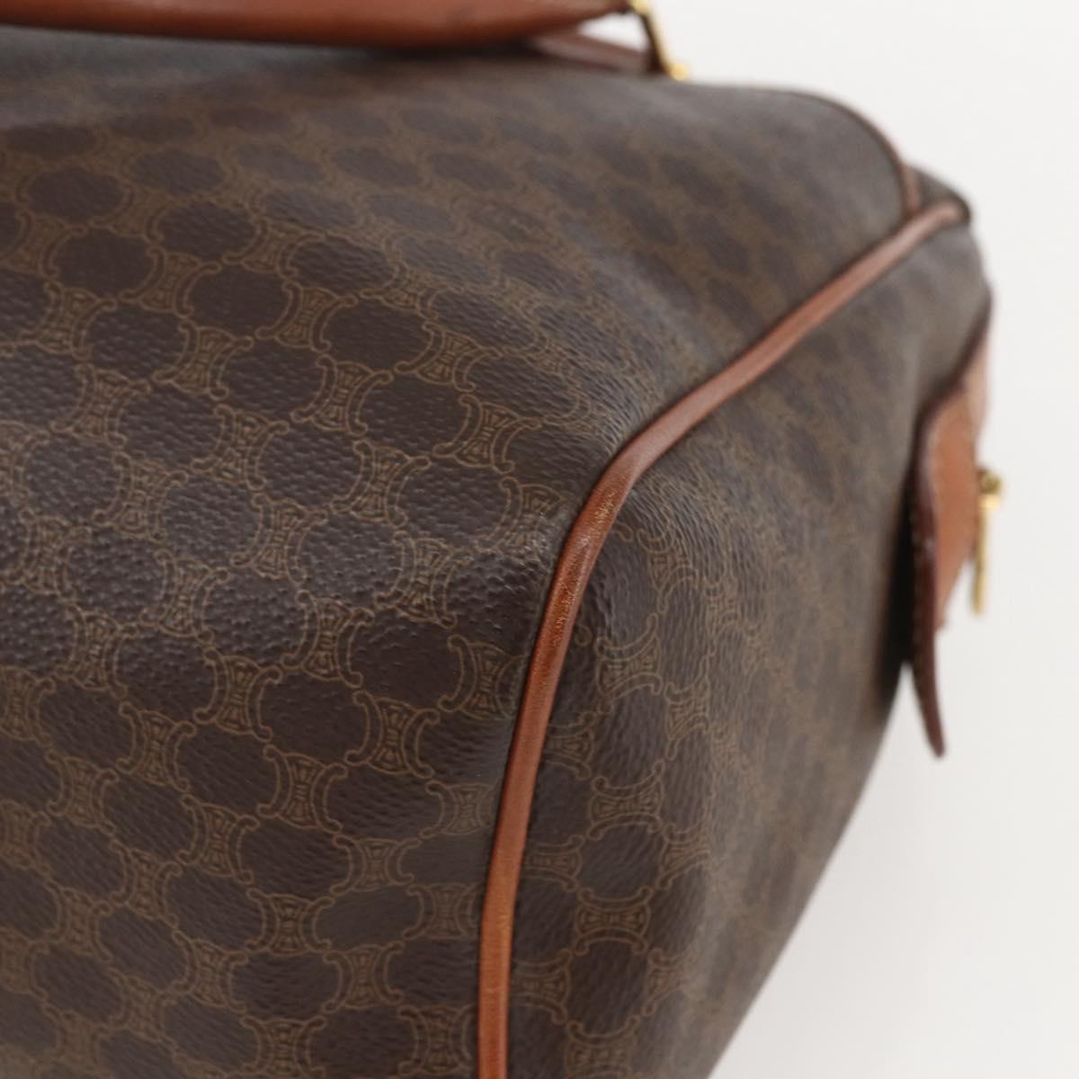 CELINE Macadam Canvas Hand Bag PVC Leather Brown Gold Auth 160202
