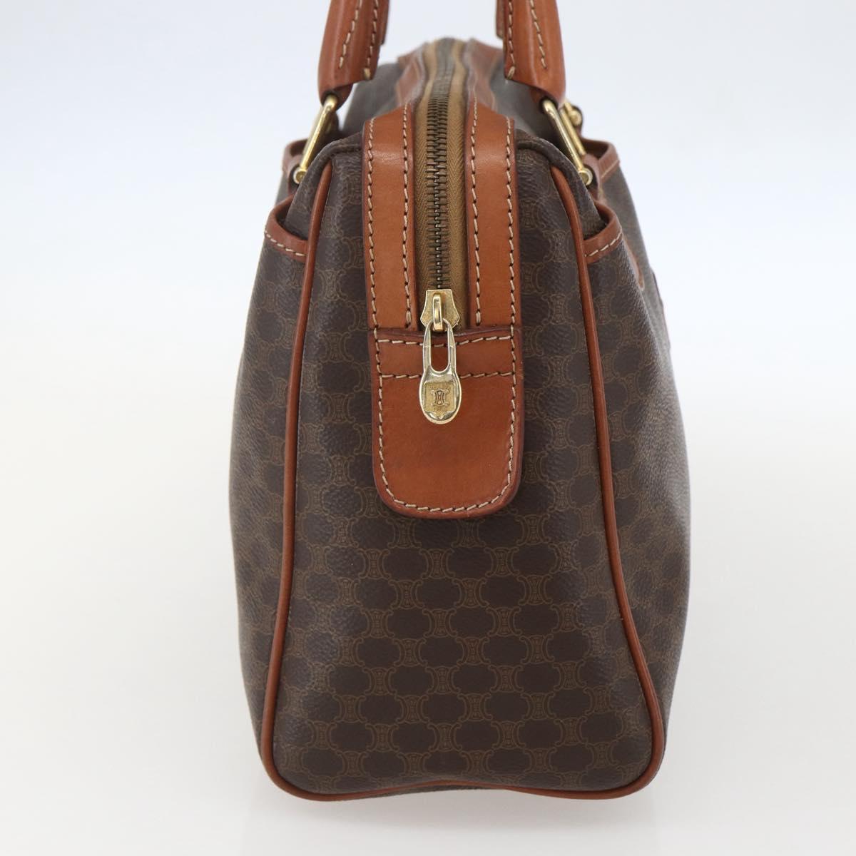 CELINE Macadam Canvas Hand Bag PVC Leather Brown Gold Auth 160202