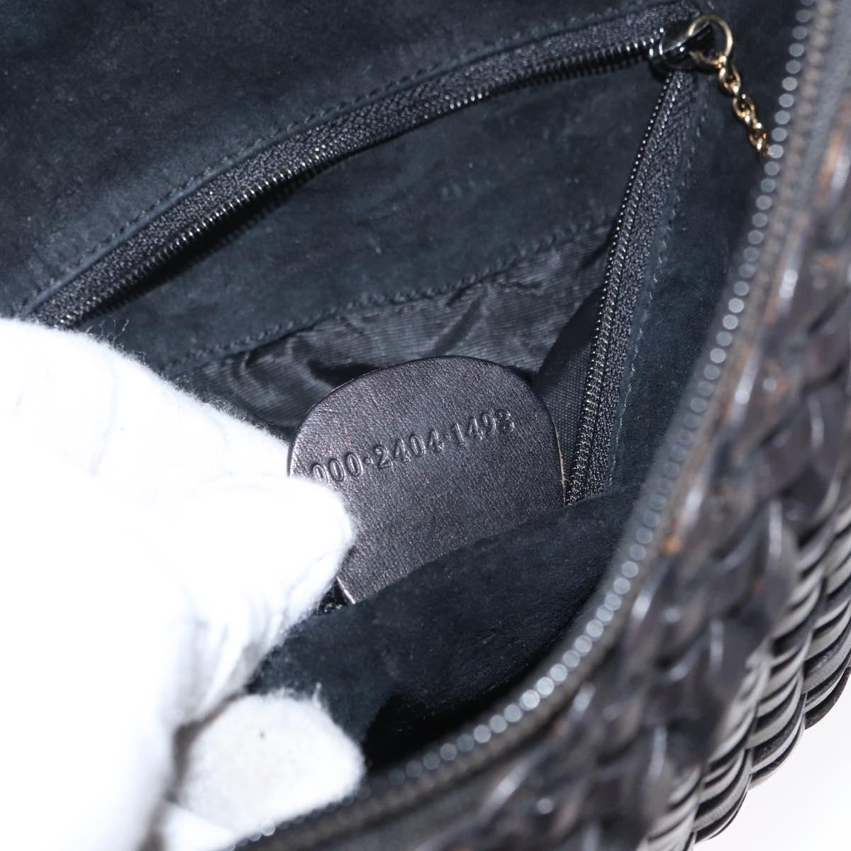 GUCCI Bamboo Shoulder Bag Leather Black Gold 000 2404 1493 Auth 160210