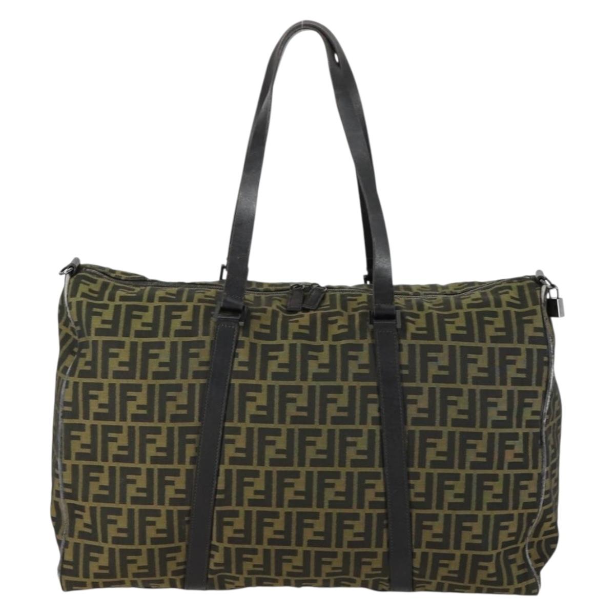 FENDI Zucca Canvas Boston Bag Brown Black Auth 160211