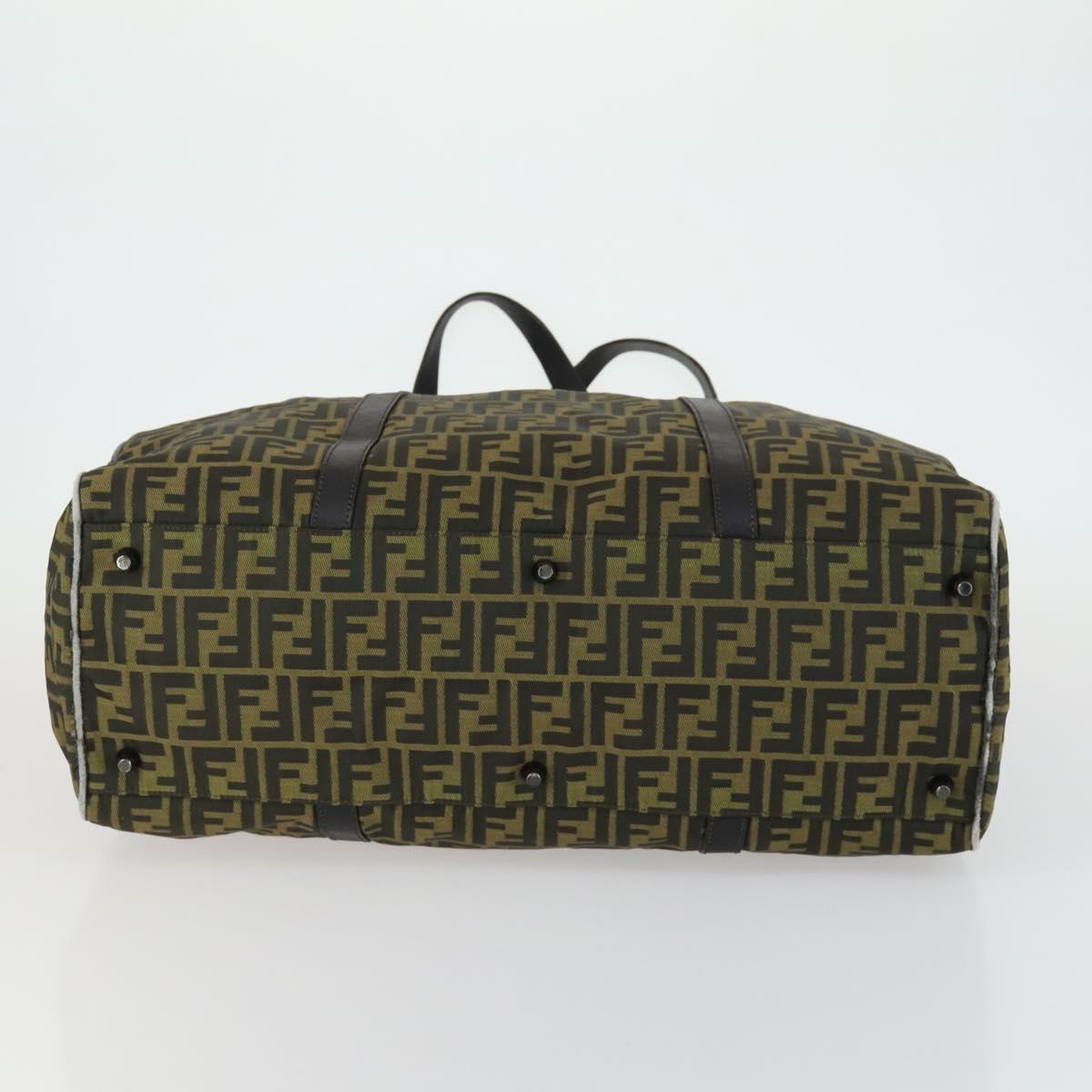 FENDI Zucca Canvas Boston Bag Brown Black Auth 160211