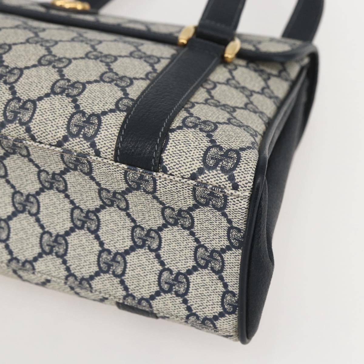 GUCCI GG Supreme Hand Bag PVC Navy Gold 000 093 6089 Auth 160214