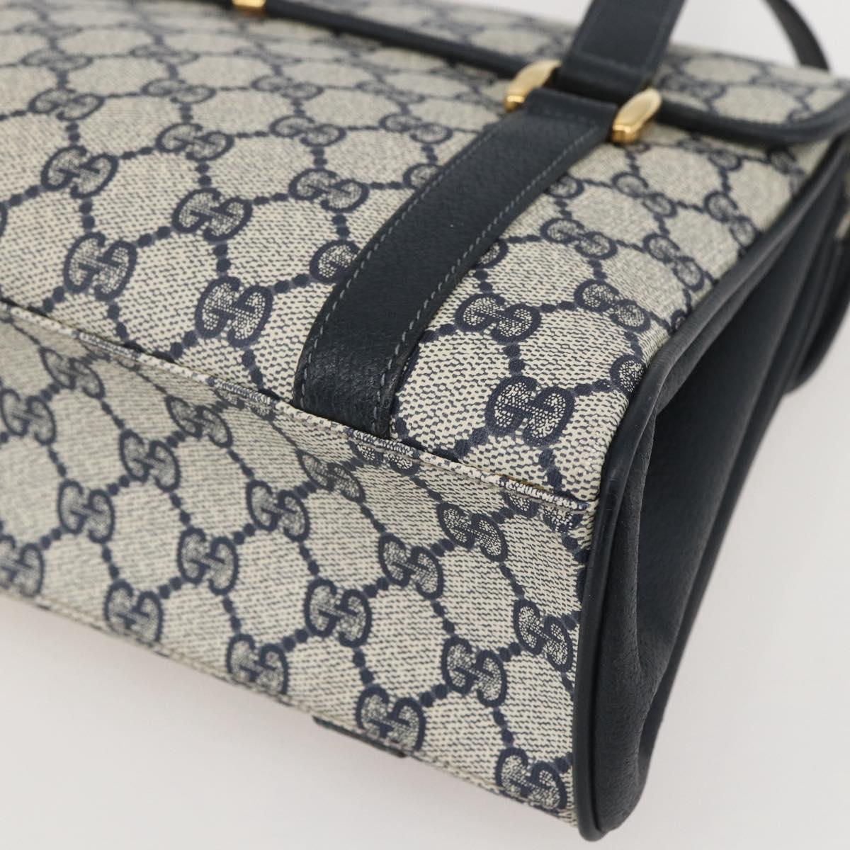 GUCCI GG Supreme Hand Bag PVC Navy Gold 000 093 6089 Auth 160214