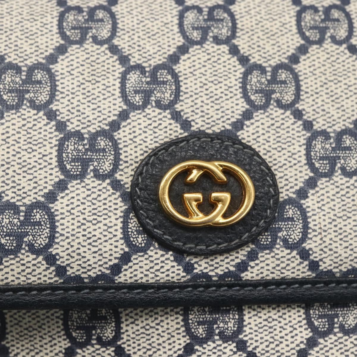 GUCCI GG Supreme Hand Bag PVC Navy Gold 000 093 6089 Auth 160214