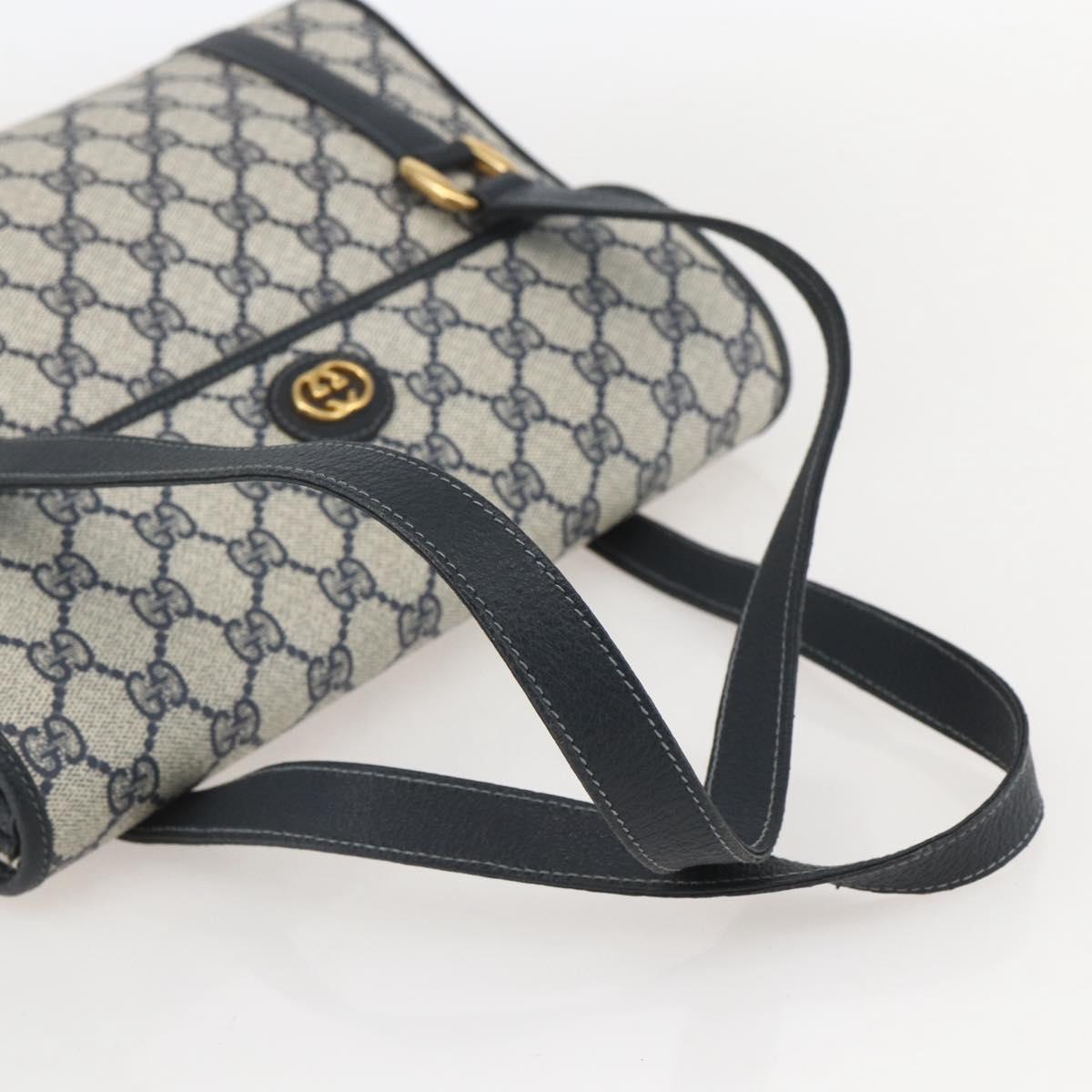 GUCCI GG Supreme Hand Bag PVC Navy Gold 000 093 6089 Auth 160214