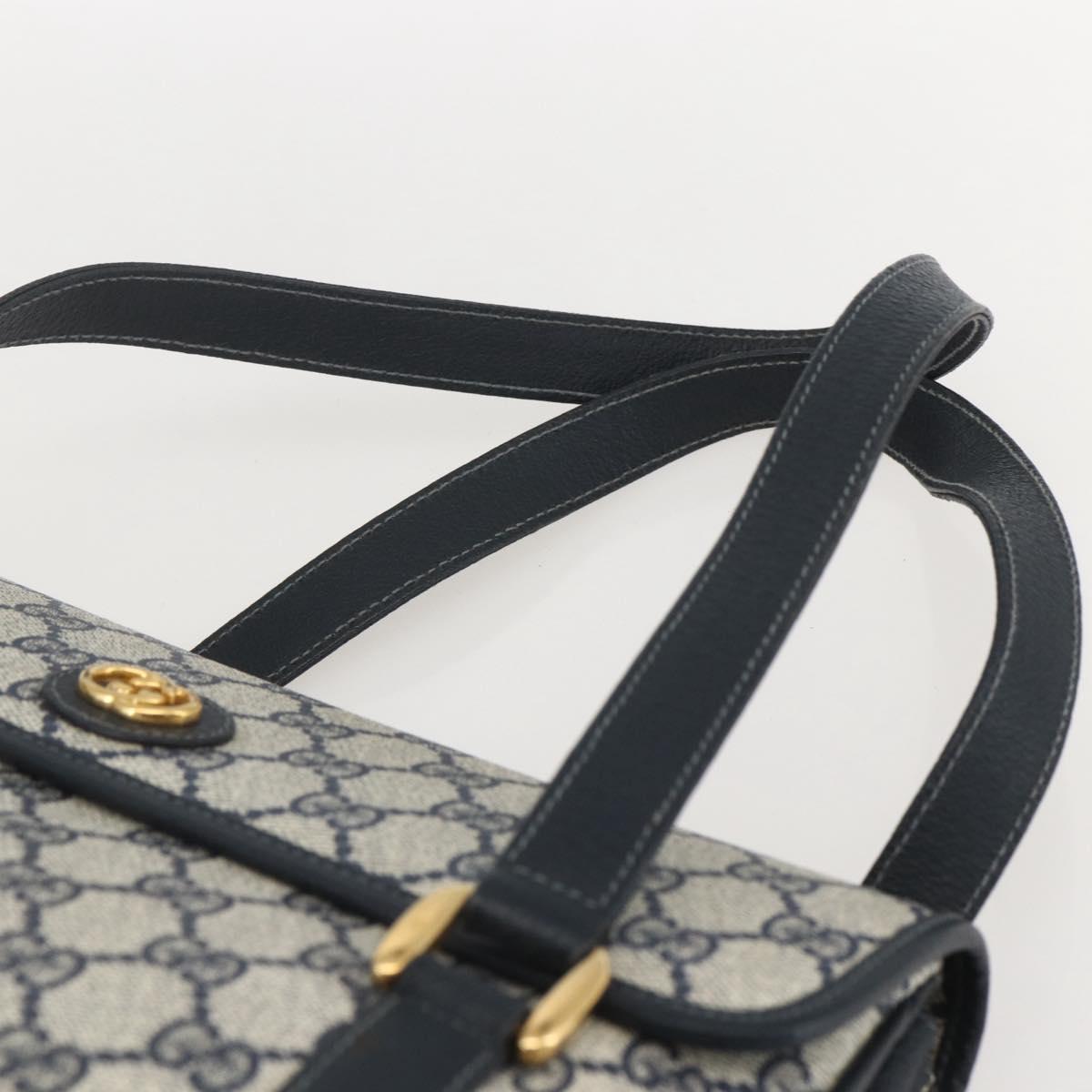 GUCCI GG Supreme Hand Bag PVC Navy Gold 000 093 6089 Auth 160214