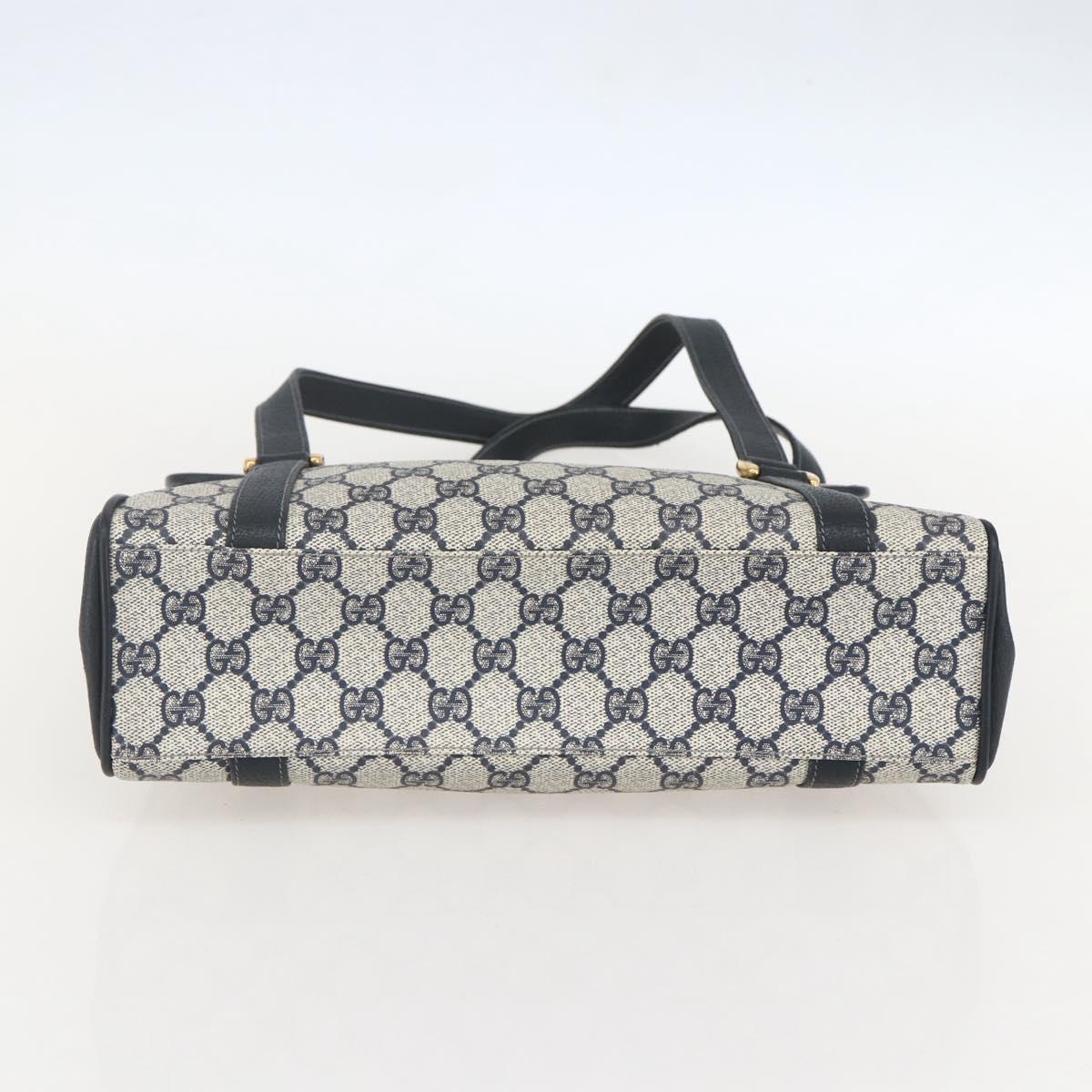 GUCCI GG Supreme Hand Bag PVC Navy Gold 000 093 6089 Auth 160214