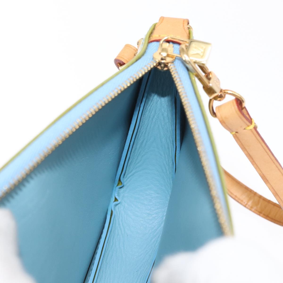 LOUIS VUITTON Monogram Vernis Lexington Pouch Baby Blue M91011 LV Auth 160215