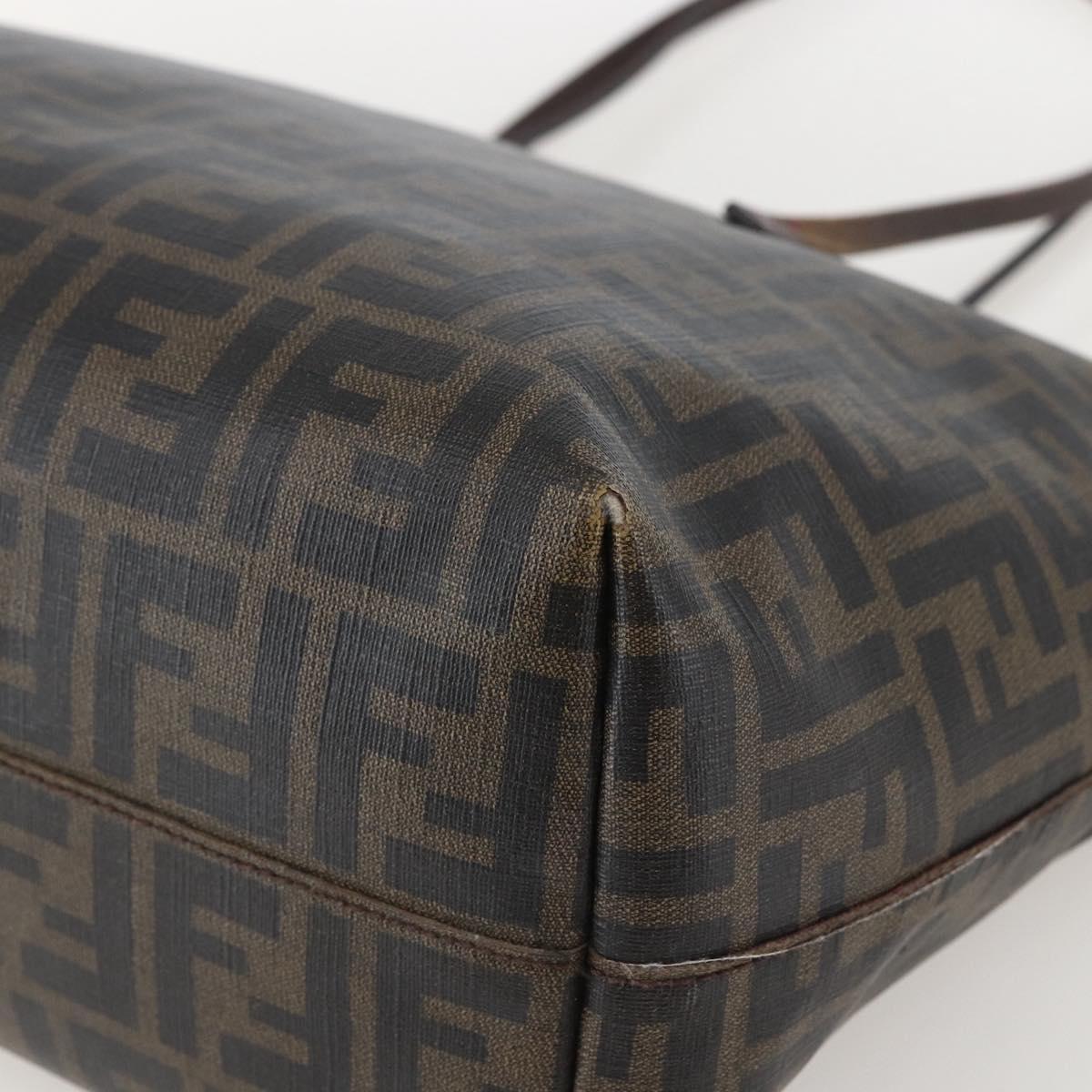 FENDI Zucca Canvas Tote Bag PVC Black Brown Auth 160216