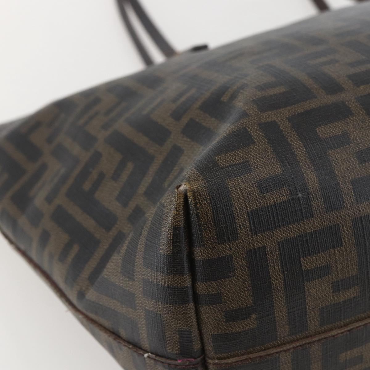 FENDI Zucca Canvas Tote Bag PVC Black Brown Auth 160216