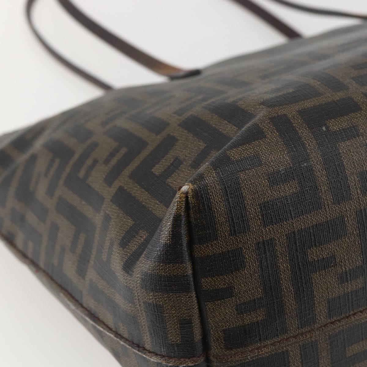 FENDI Zucca Canvas Tote Bag PVC Black Brown Auth 160216