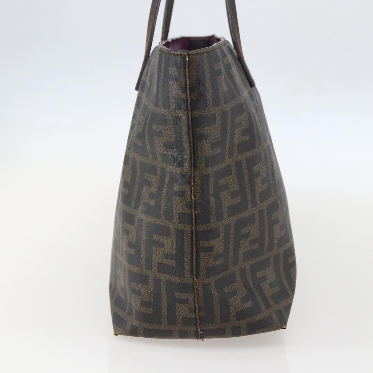 FENDI Zucca Canvas Tote Bag PVC Black Brown Auth 160216