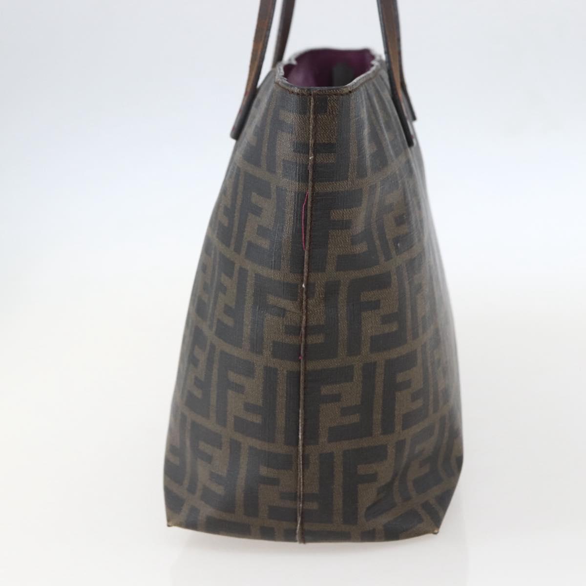 FENDI Zucca Canvas Tote Bag PVC Black Brown Auth 160216