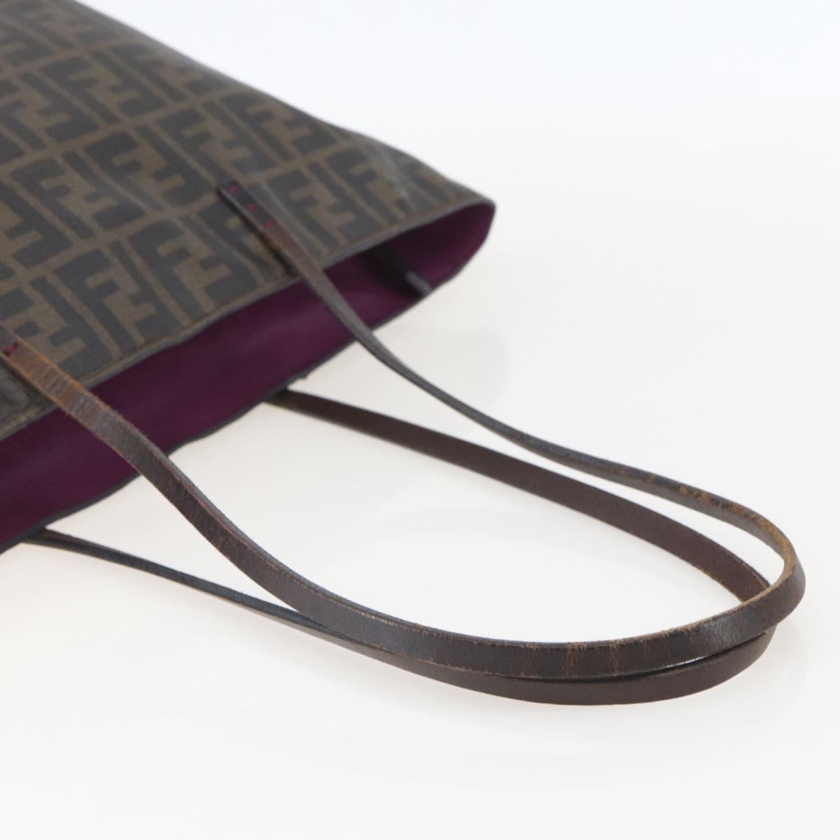 FENDI Zucca Canvas Tote Bag PVC Black Brown Auth 160216