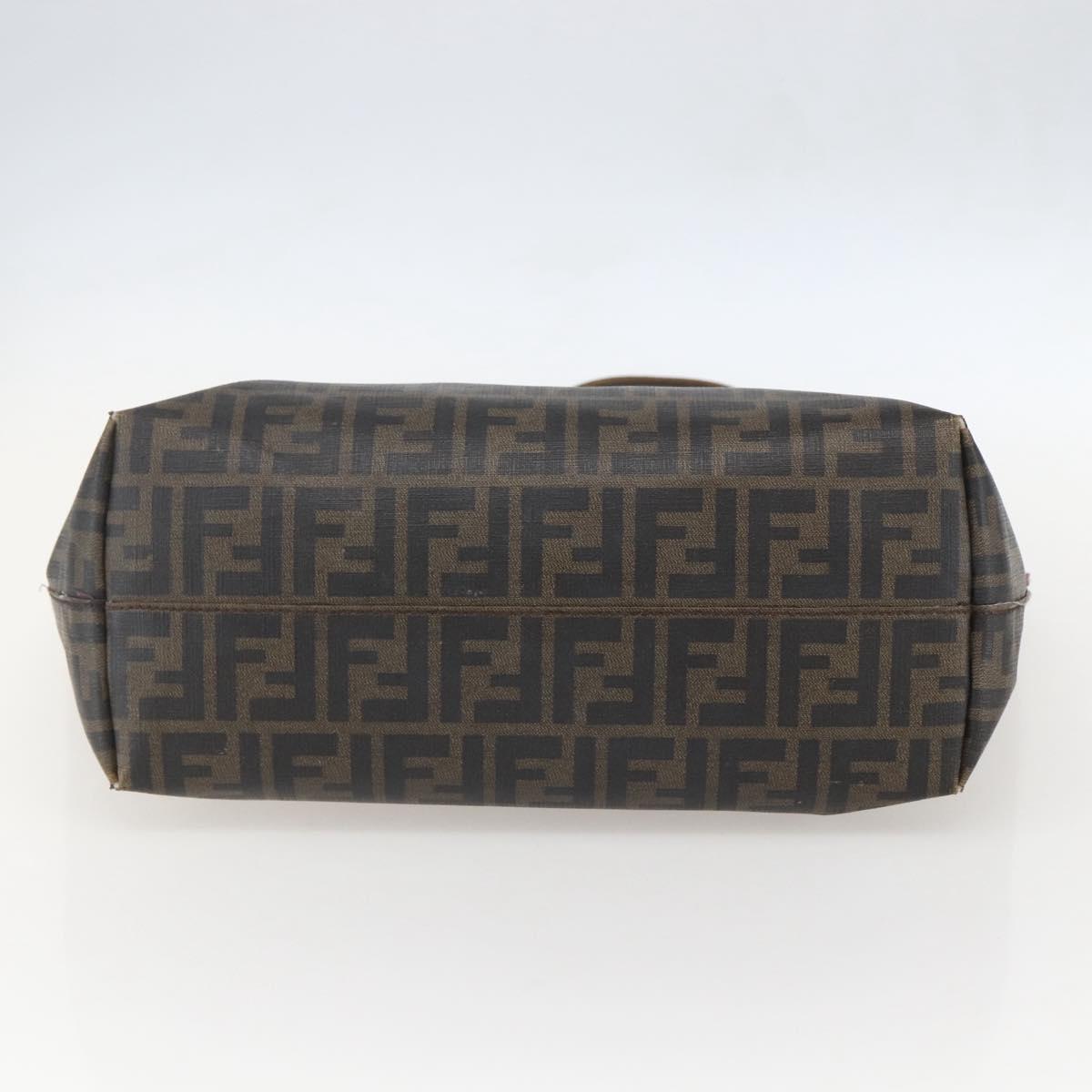FENDI Zucca Canvas Tote Bag PVC Black Brown Auth 160216