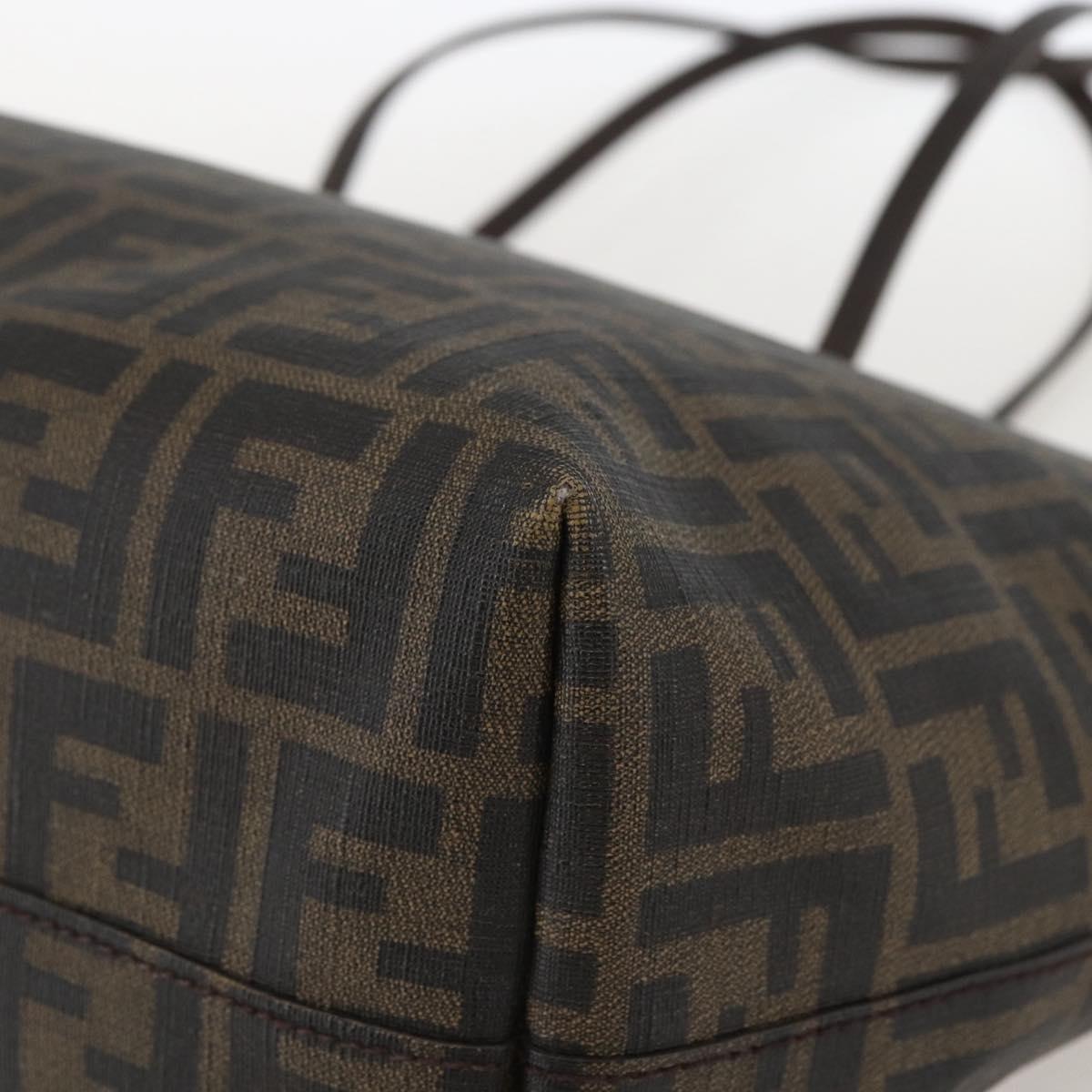 FENDI Zucca Canvas Tote Bag PVC Black Brown Auth 160217