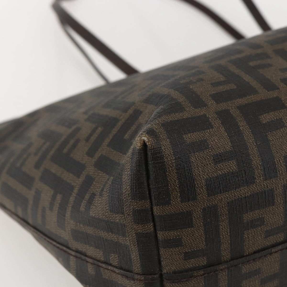 FENDI Zucca Canvas Tote Bag PVC Black Brown Auth 160217