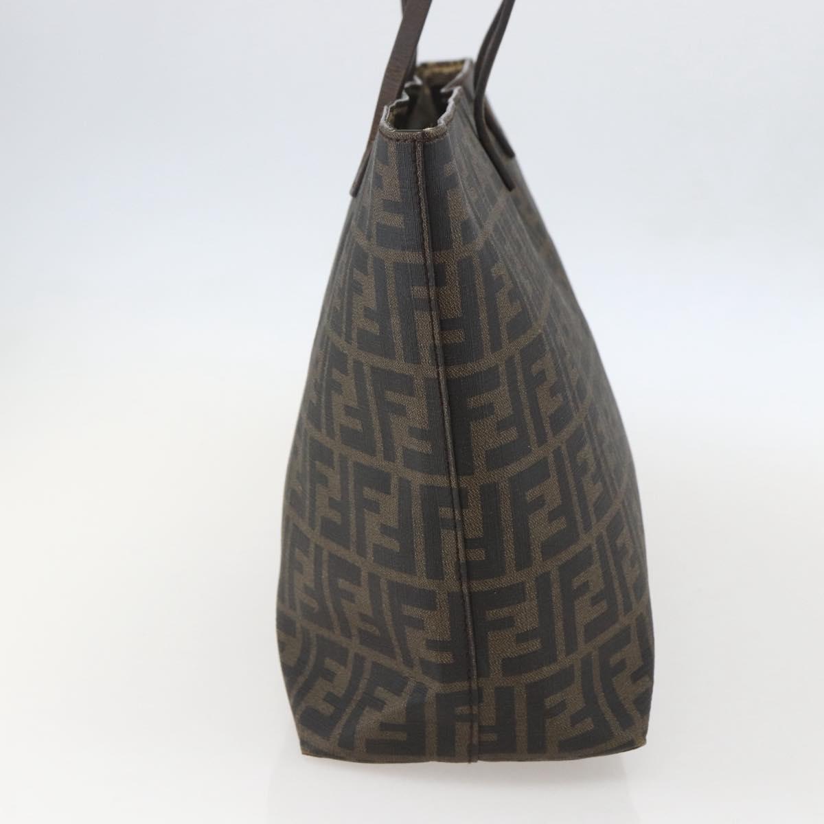 FENDI Zucca Canvas Tote Bag PVC Black Brown Auth 160217