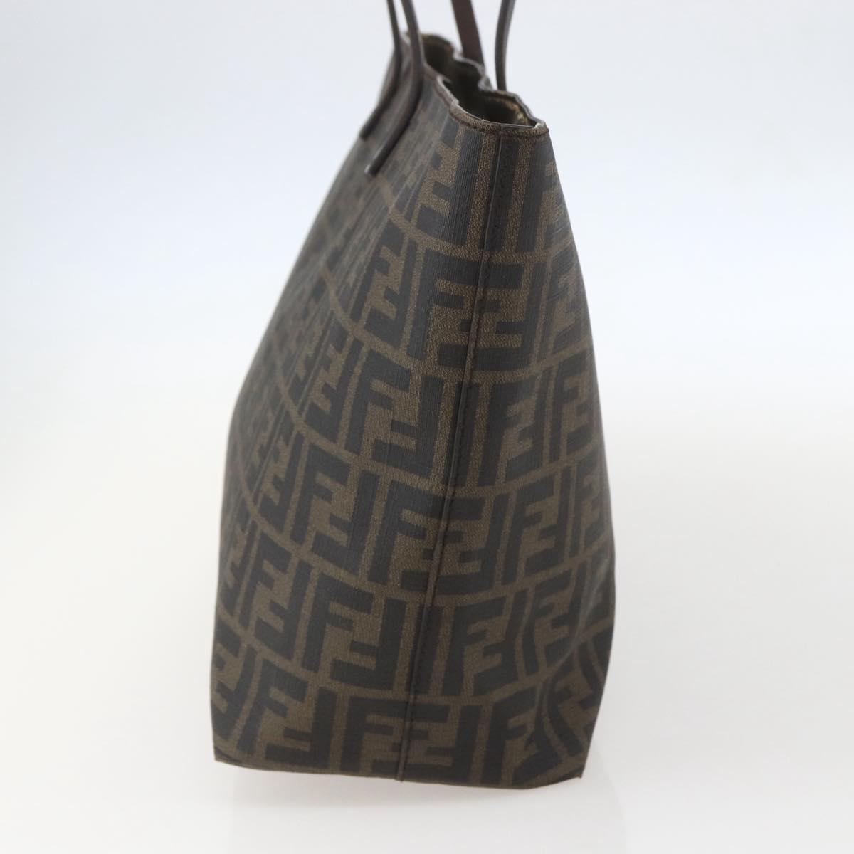 FENDI Zucca Canvas Tote Bag PVC Black Brown Auth 160217