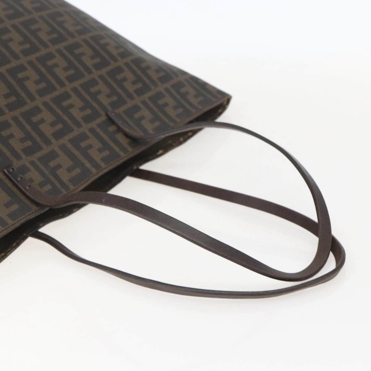 FENDI Zucca Canvas Tote Bag PVC Black Brown Auth 160217