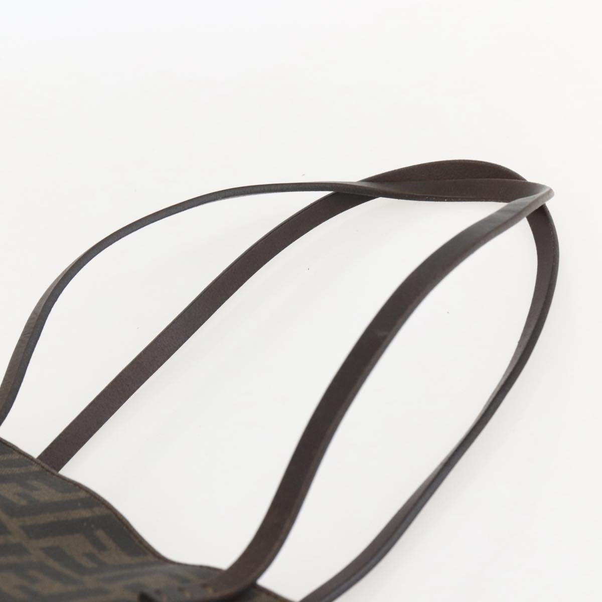 FENDI Zucca Canvas Tote Bag PVC Black Brown Auth 160217