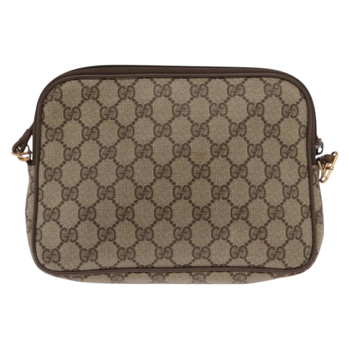 GUCCI GG Supreme Shoulder Bag PVC Beige Gold 97 02 068 Auth 160230
