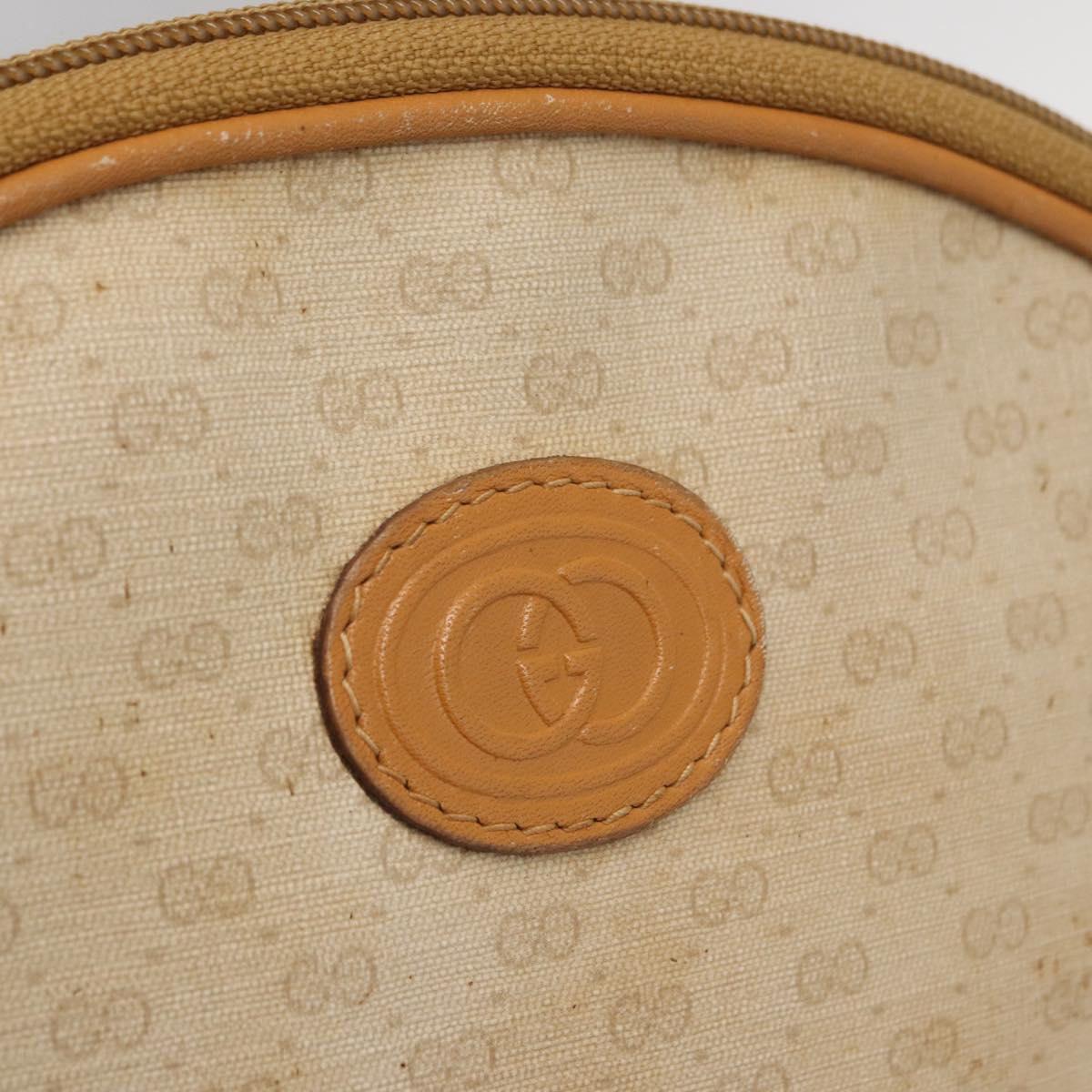 GUCCI Micro GG Supreme Shoulder Bag PVC Cream Gold Auth 160231