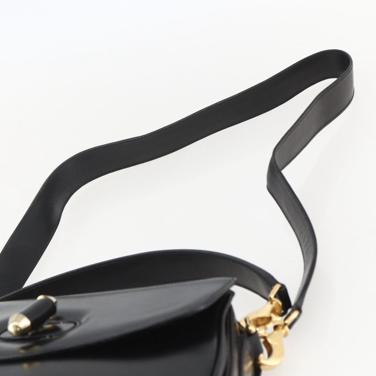 GUCCI Shoulder Bag Leather Black Gold 001 4214 Auth 160233