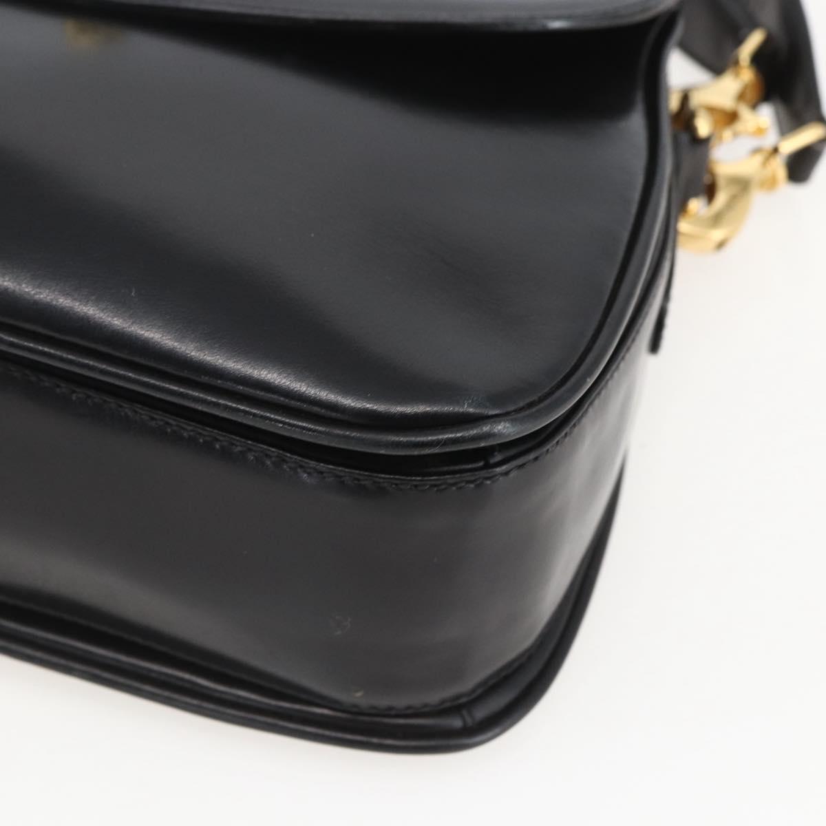 GUCCI Shoulder Bag Leather Black Gold 001 4214 Auth 160233