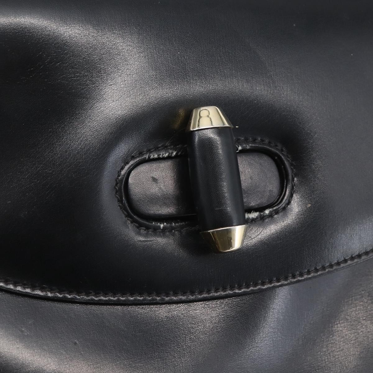 GUCCI Shoulder Bag Leather Black Gold 001 4214 Auth 160233