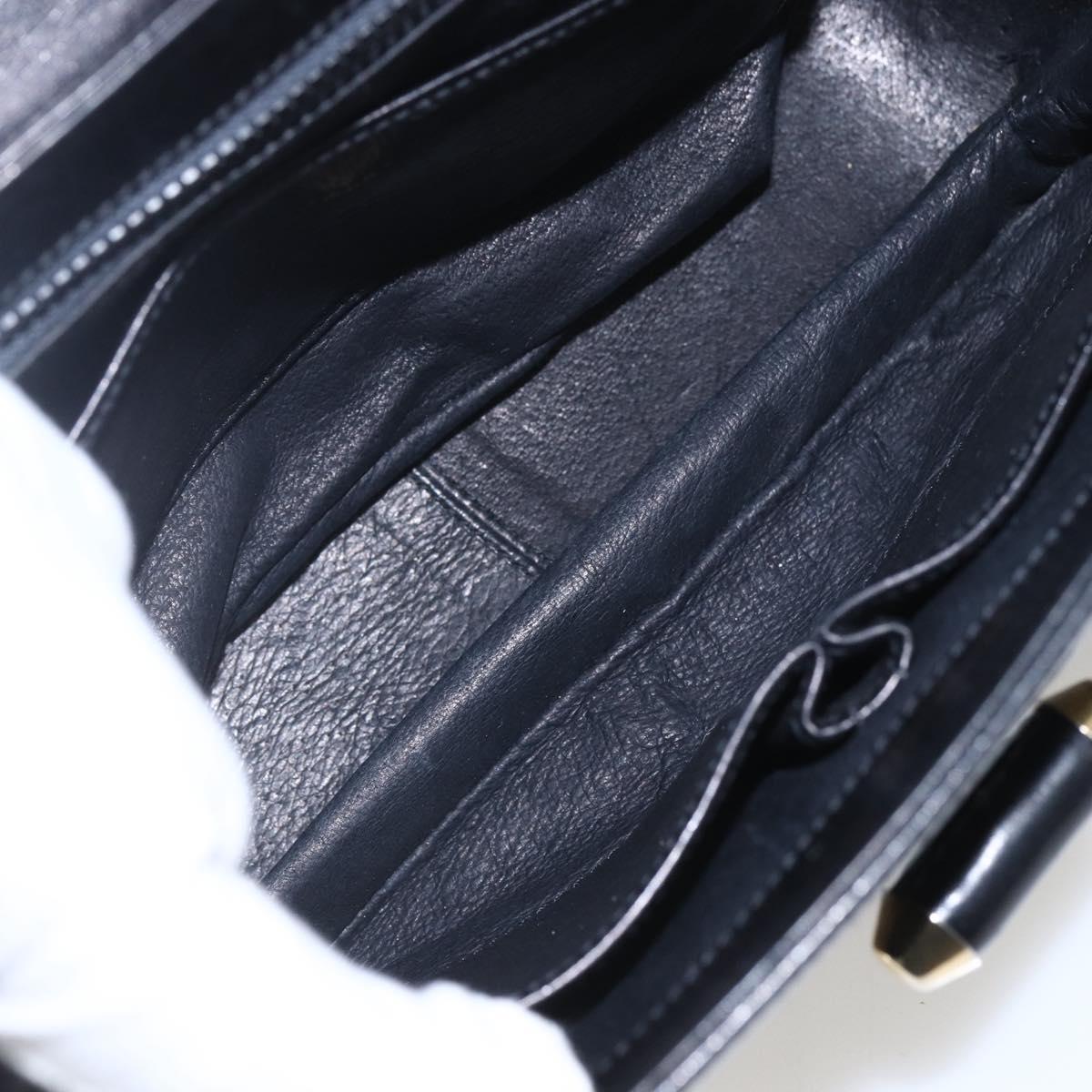 GUCCI Shoulder Bag Leather Black Gold 001 4214 Auth 160233