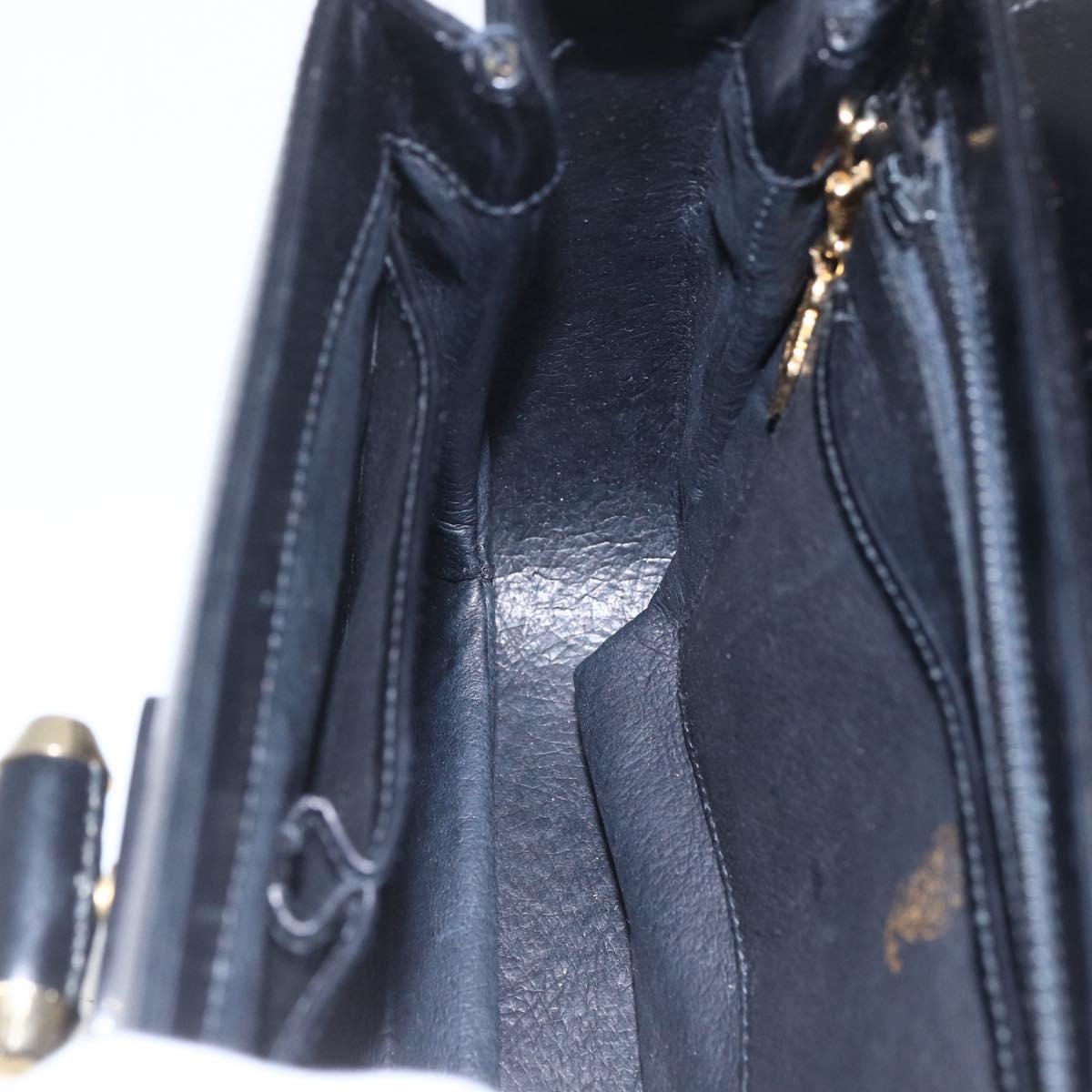 GUCCI Shoulder Bag Leather Black Gold 001 4214 Auth 160233