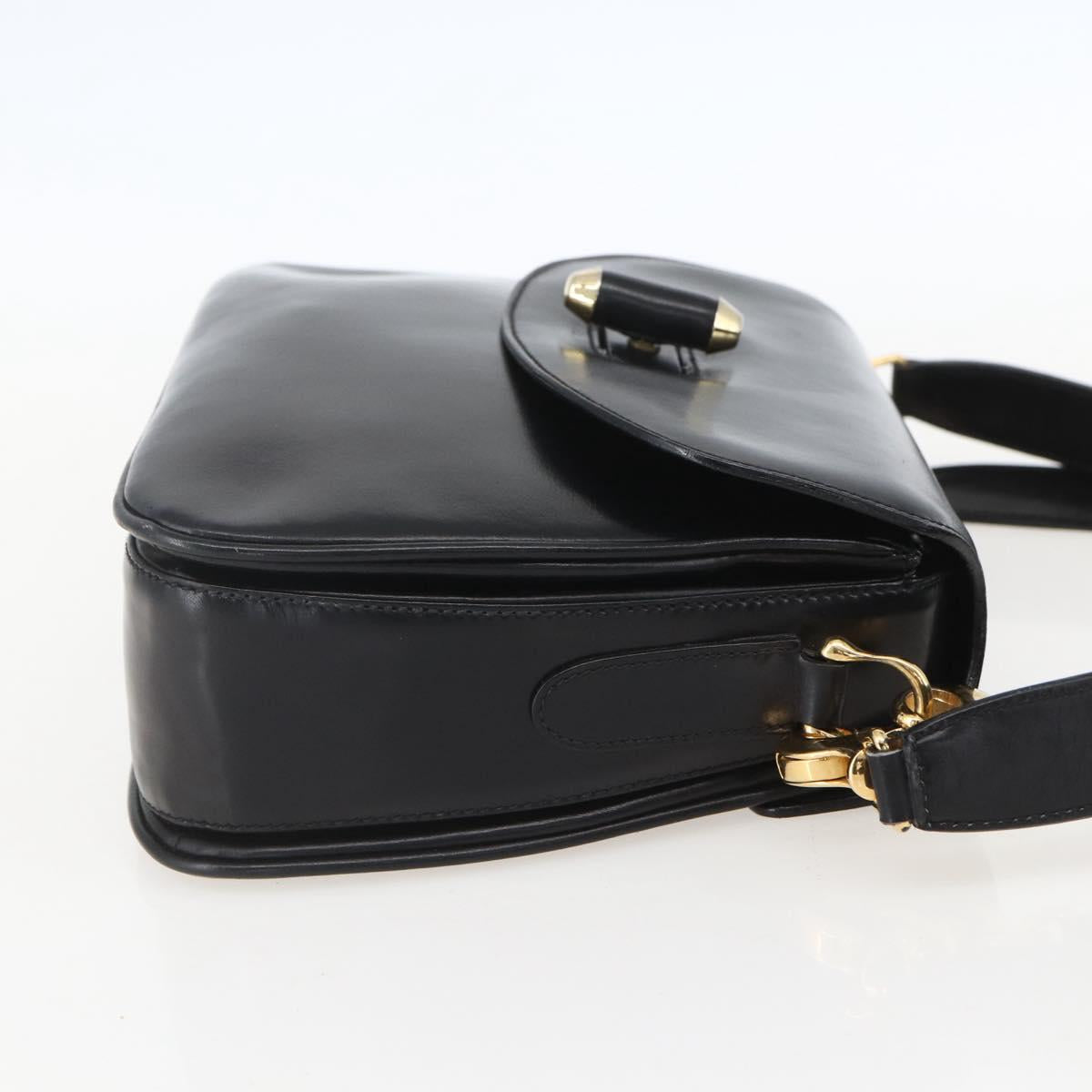 GUCCI Shoulder Bag Leather Black Gold 001 4214 Auth 160233