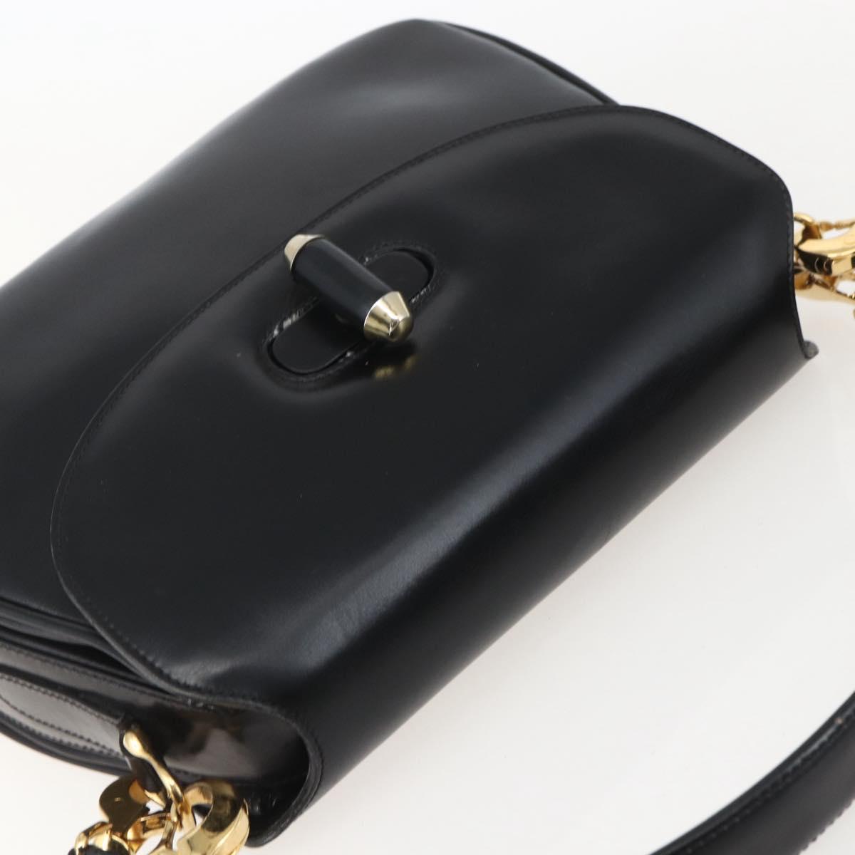 GUCCI Shoulder Bag Leather Black Gold 001 4214 Auth 160233