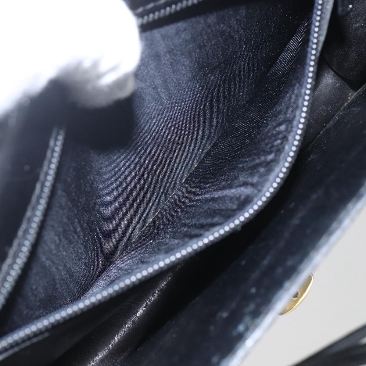 CELINE Shoulder Bag Leather Black Gold Auth 160240