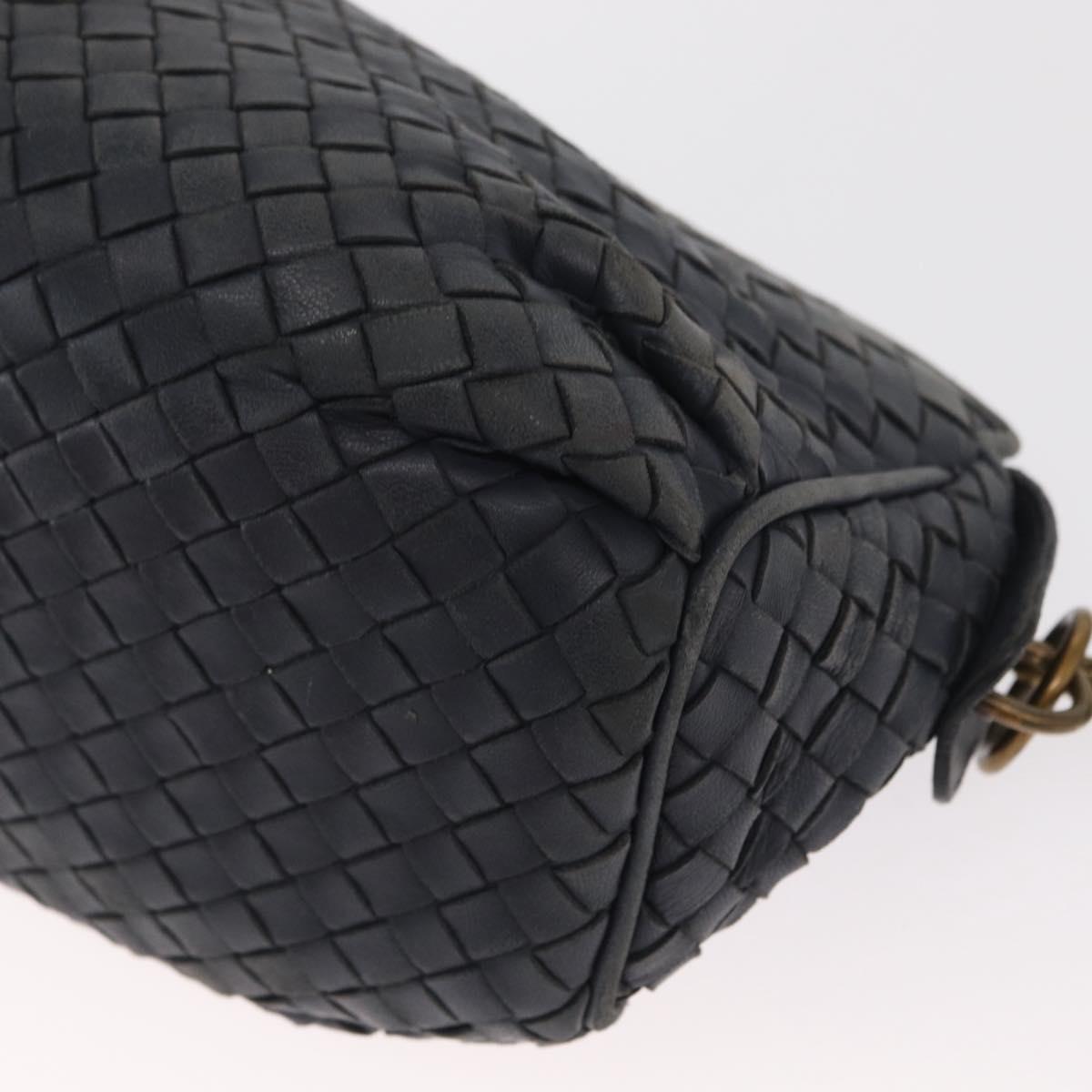 BOTTEGA VENETA INTRECCIATO Shoulder Bag Leather Outlet Navy Auth 160241A