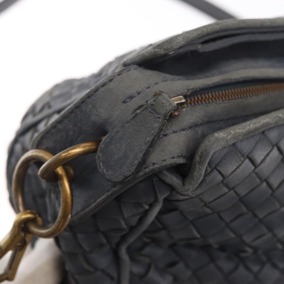 BOTTEGA VENETA INTRECCIATO Shoulder Bag Leather Outlet Navy Auth 160241